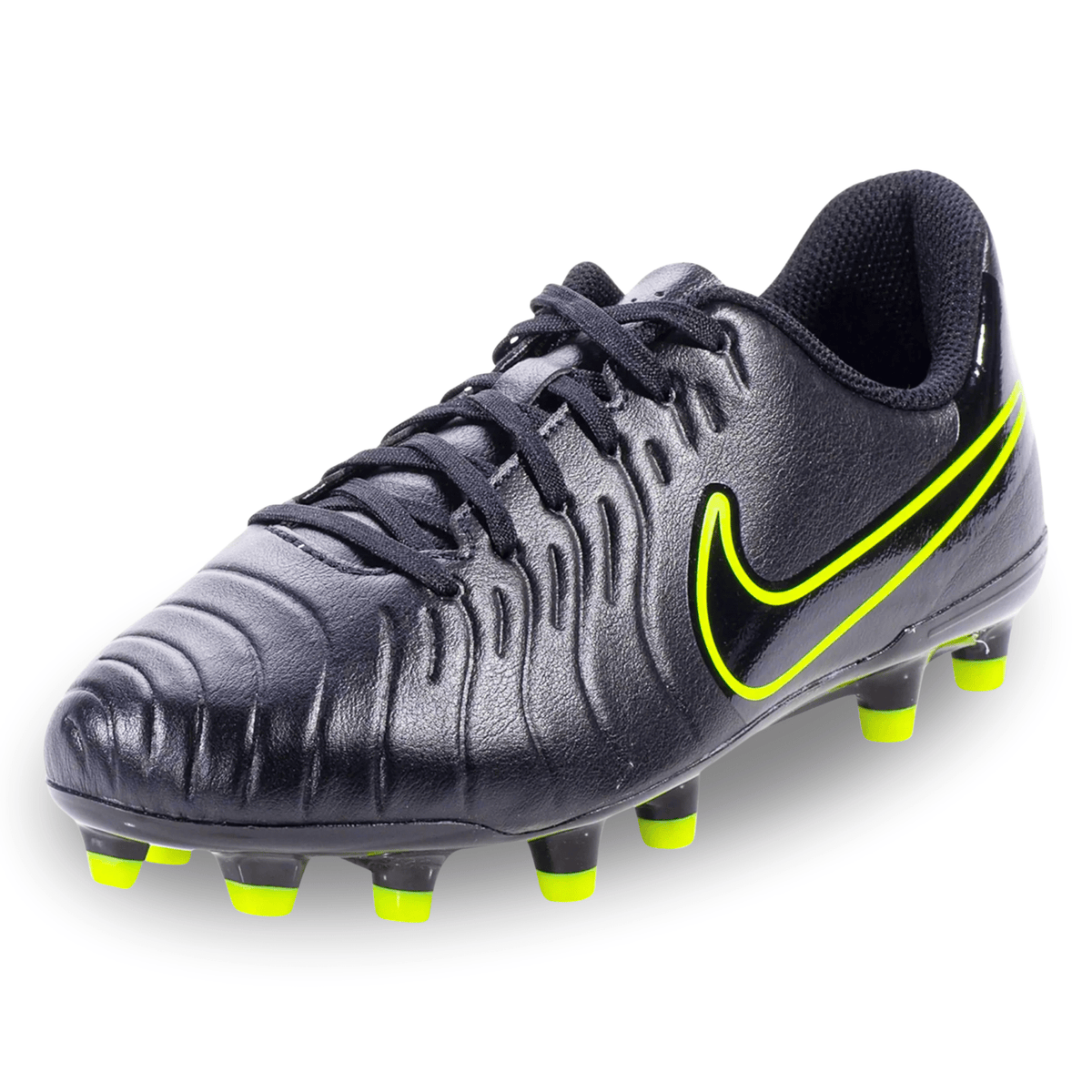 Nike Jr. Legend 10 Club FG/MG Soccer Cleats (Black/Volt) | SoccerWearhouse