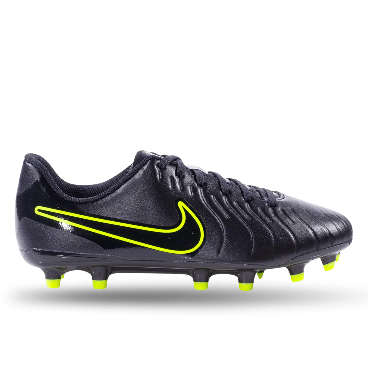 Nike Jr. Legend 10 Club FG/MG Soccer Cleats (Black/Volt) | SoccerWearhouse
