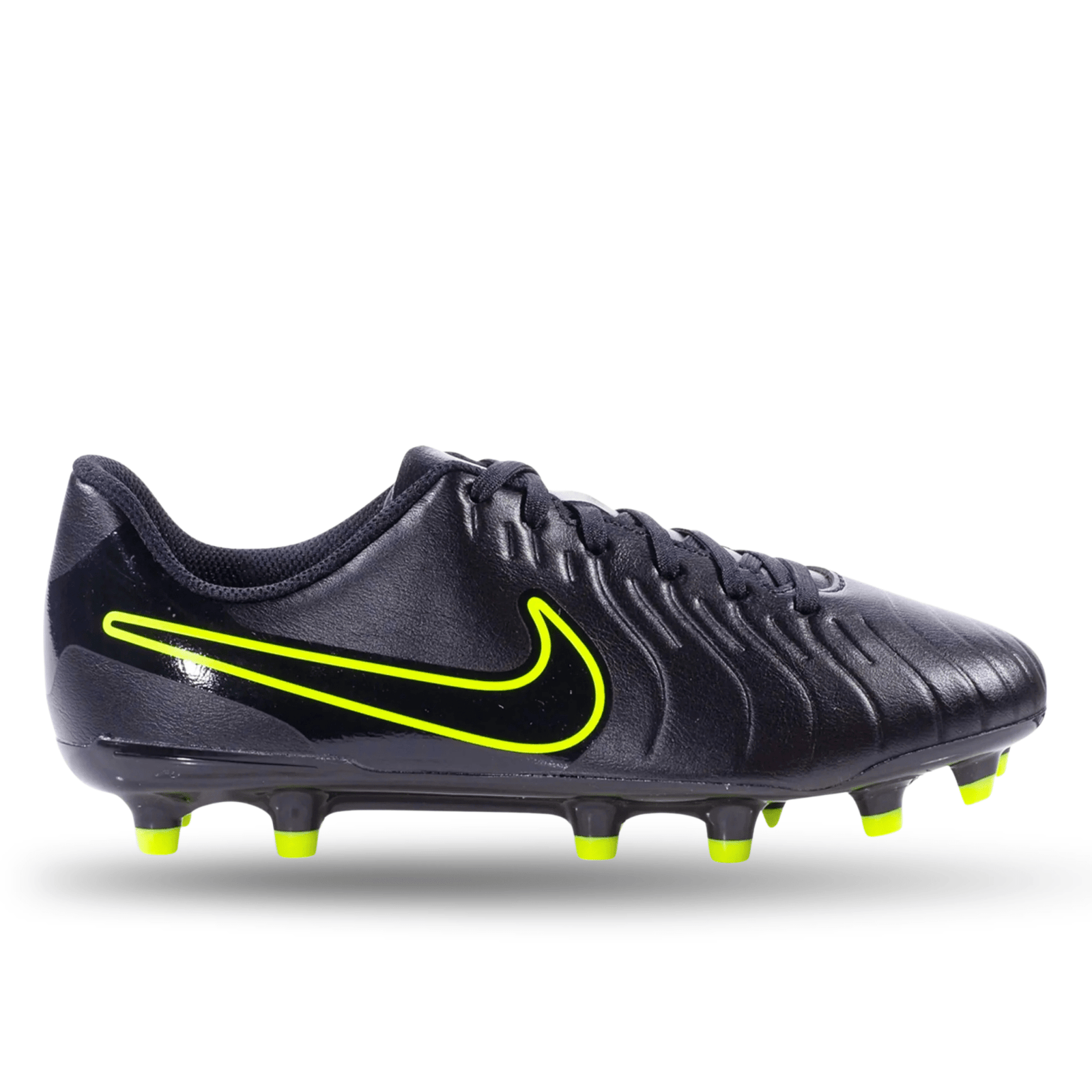 Nike Jr. Legend 10 Club FG/MG Soccer Cleats (Black/Volt) | SoccerWearhouse