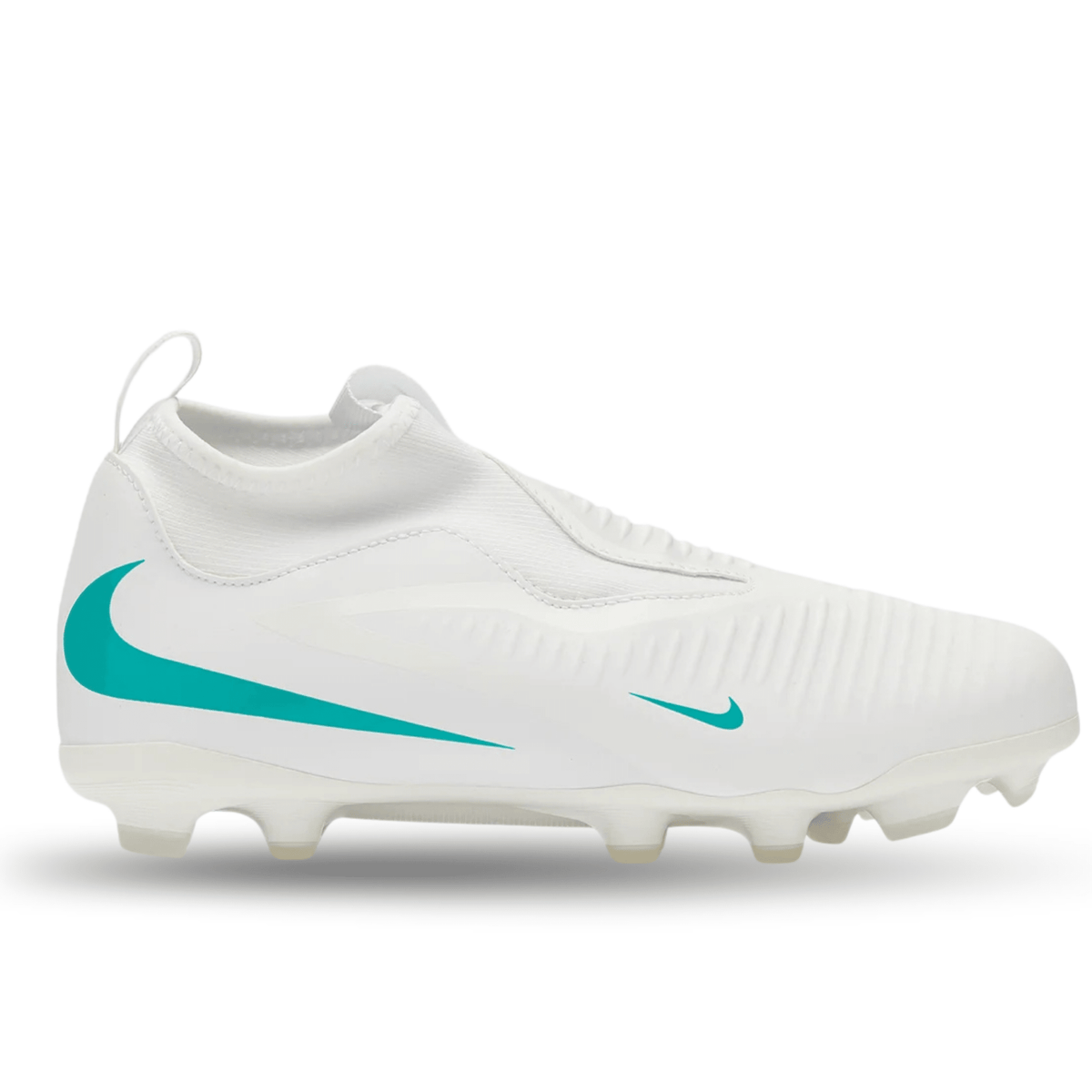 Nike Jr. Phantom 6 High Academy FG/MG Soccer Cleats (White/Dusty Cactus) | SoccerWearhouse