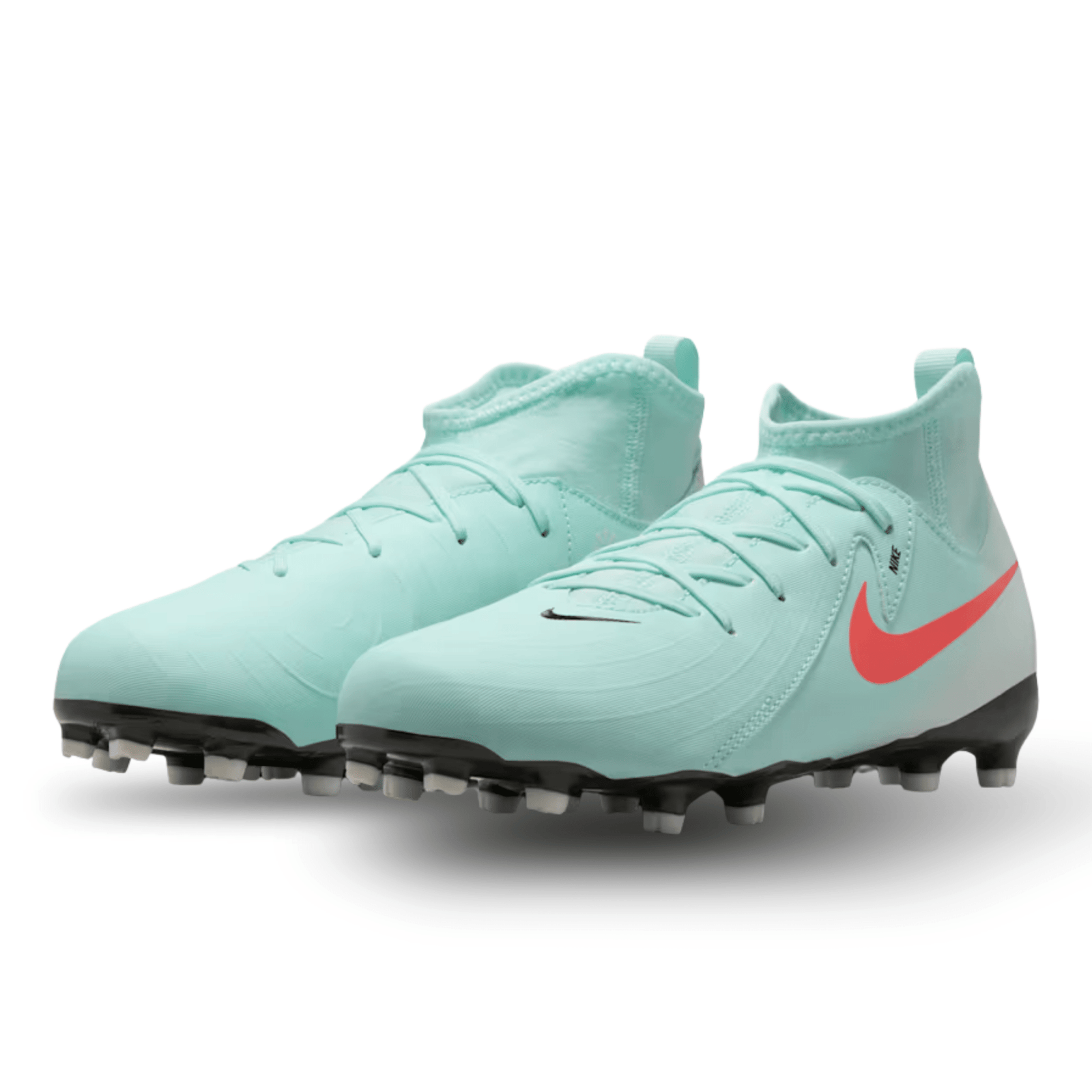 Nike Jr. Phantom Luna II Academy FG/MG Soccer Cleats (Mint/Atomic Red) | SoccerWearhouse