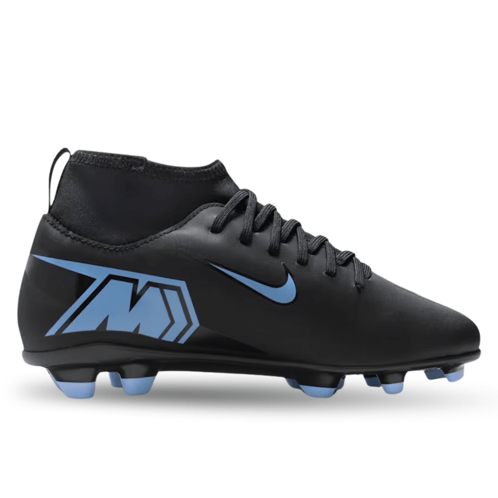 Nike Jr. Superfly 10 Club Firm Ground/Multi - Ground Soccer Cleats (Black/Ice Blue) | SoccerWearhouse