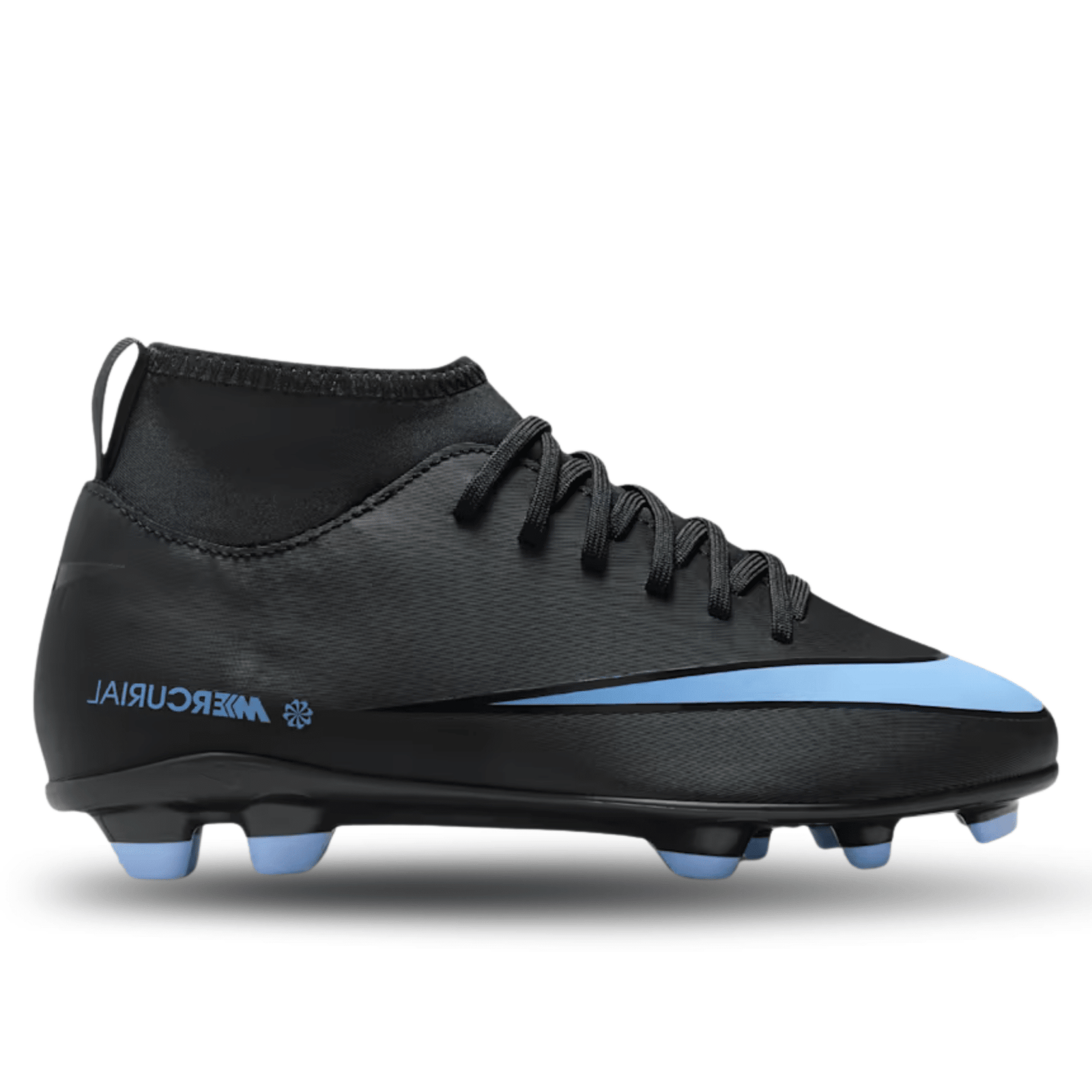 Nike Jr. Superfly 10 Club Firm Ground/Multi - Ground Soccer Cleats (Black/Ice Blue) | SoccerWearhouse