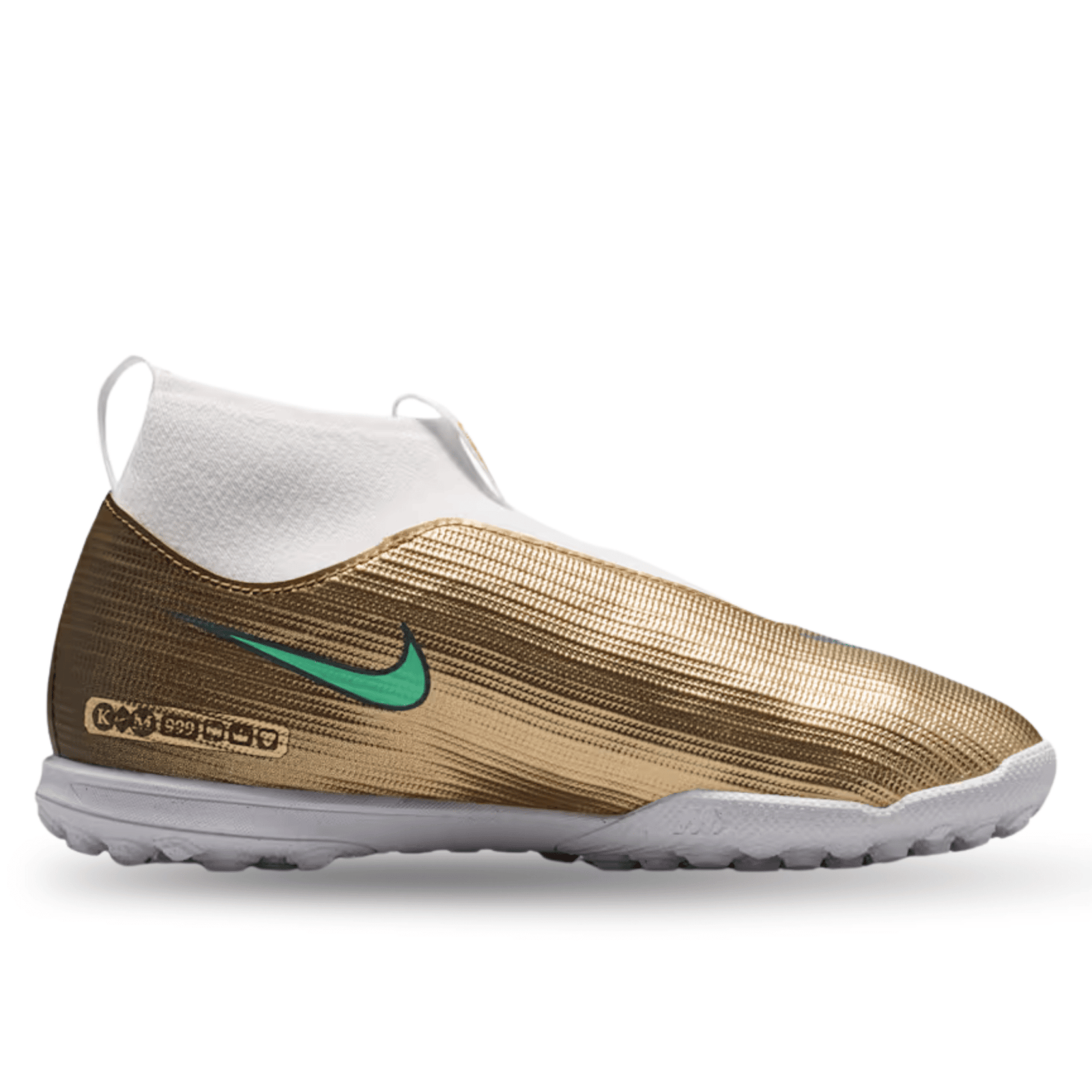 Nike Jr. Superfly 11 Academy KM TURF Soccer Shoes (Metallic Gold/Green Glow) | SoccerWearhouse