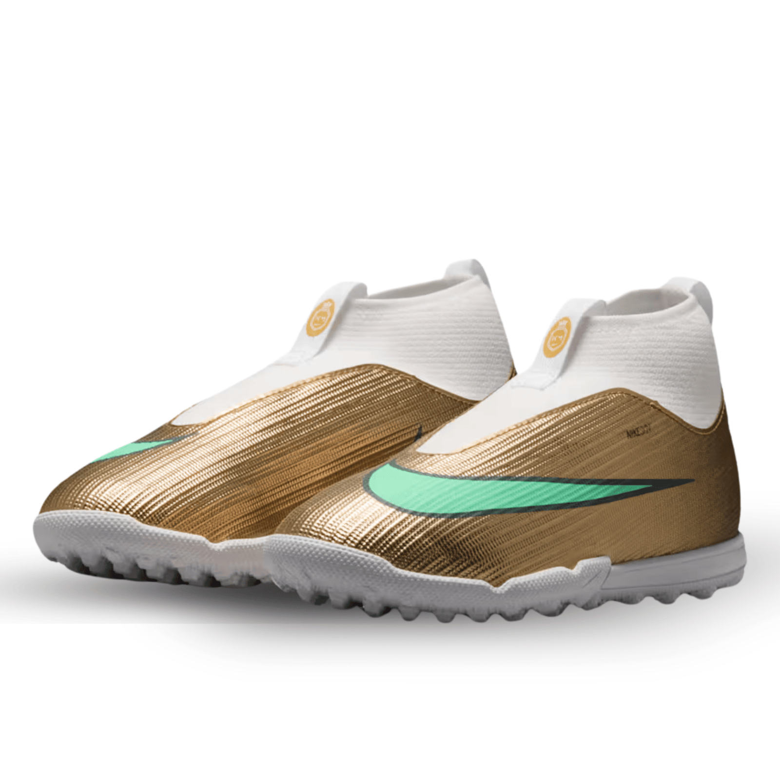 Nike Jr. Superfly 11 Academy KM TURF Soccer Shoes (Metallic Gold/Green Glow) | SoccerWearhouse