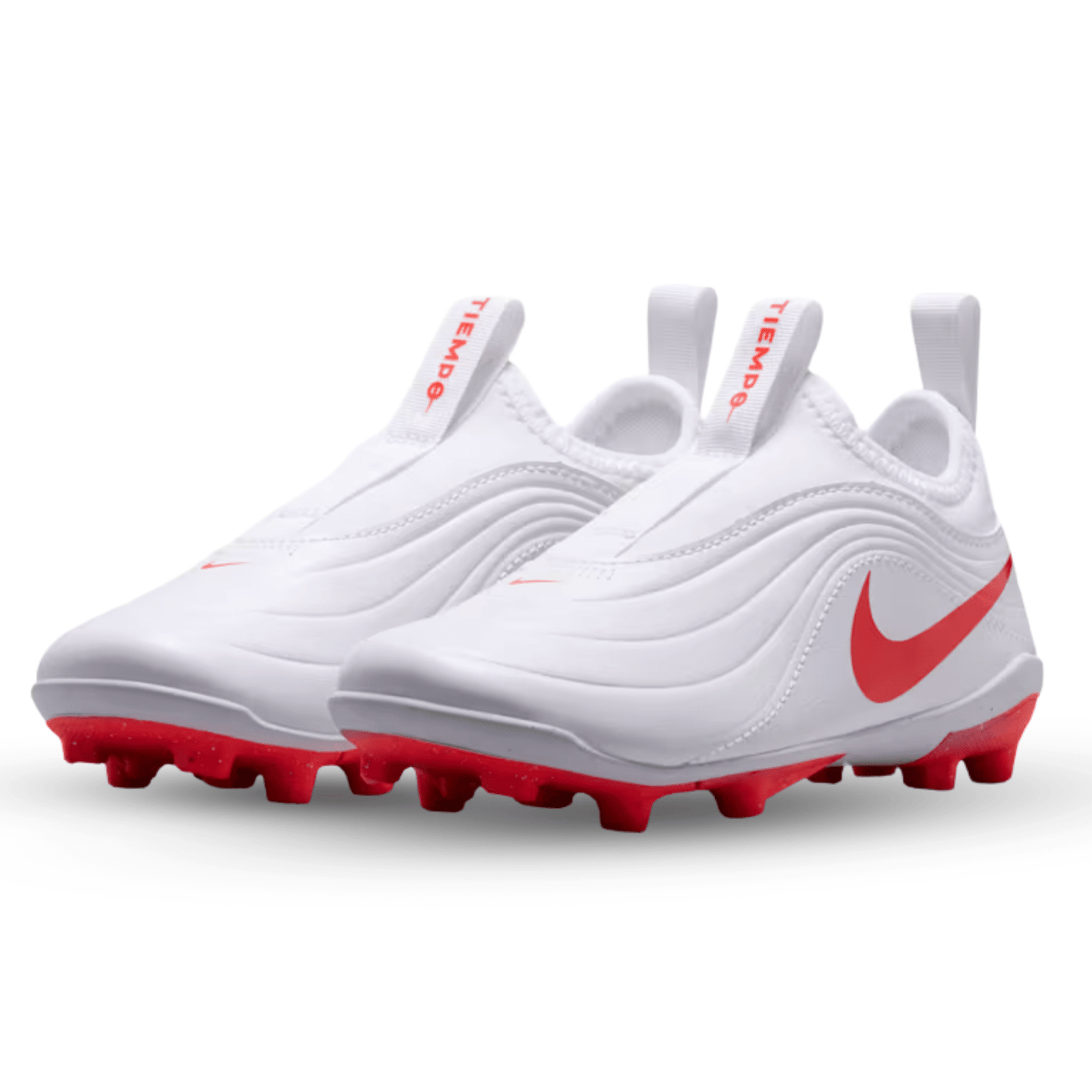 Nike Jr. Tiempo Maestro Flex FG/MG PS Soccer Cleats (White/Blur-Bright Crimson) | SoccerWearhouse