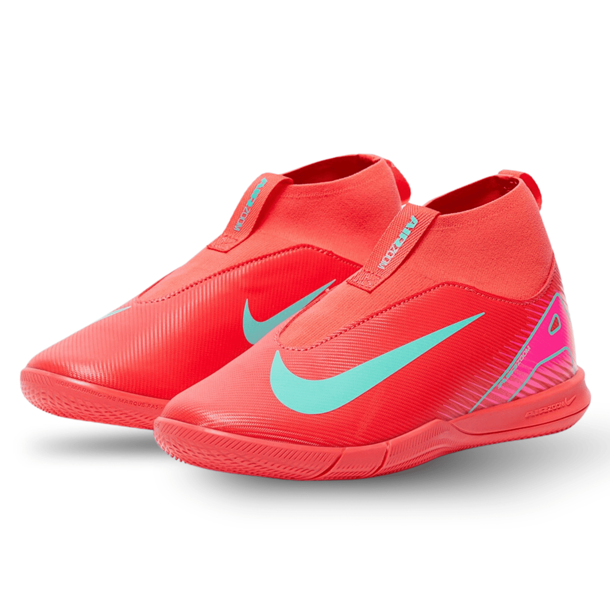 Nike Jr. Zoom Superfly 10 Academy Indoor Soccer Shoes (Ember Glow/Aurora Green) | SoccerWearhouse