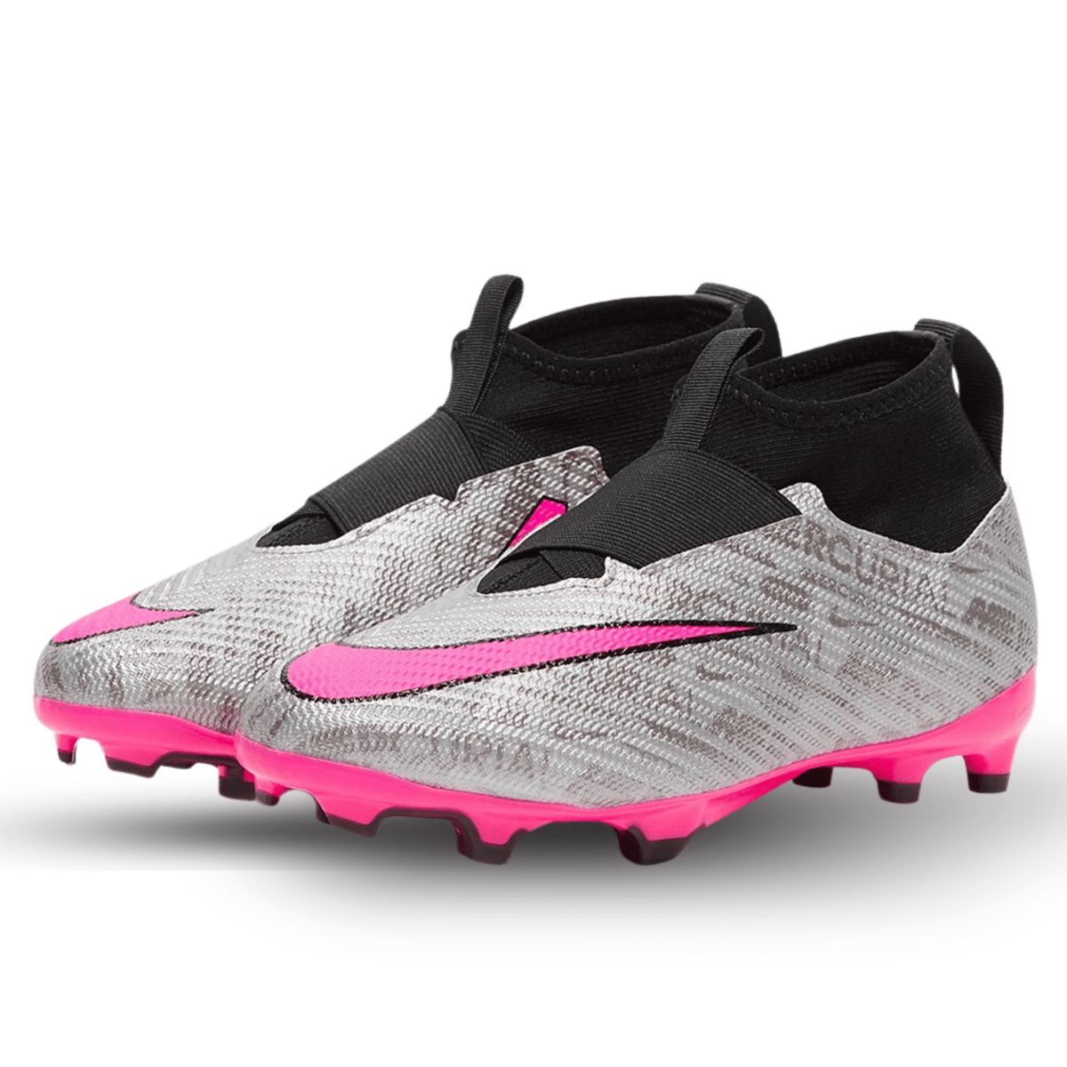 Nike Jr. Zoom Superfly 9 Pro XXV Firm Ground Soccer Cleats (Metallic Silver/Hyper Pink) | SoccerWearhouse