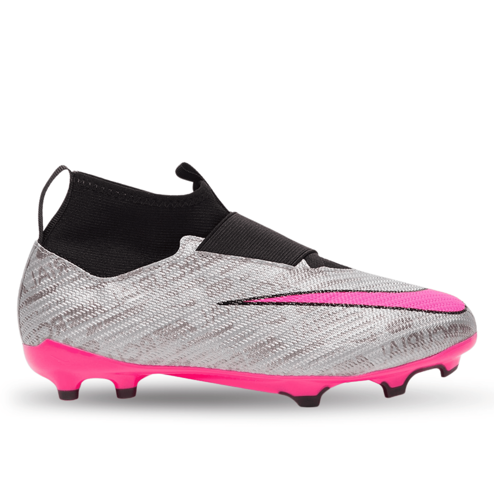Nike Jr. Zoom Superfly 9 Pro XXV Firm Ground Soccer Cleats (Metallic Silver/Hyper Pink) | SoccerWearhouse