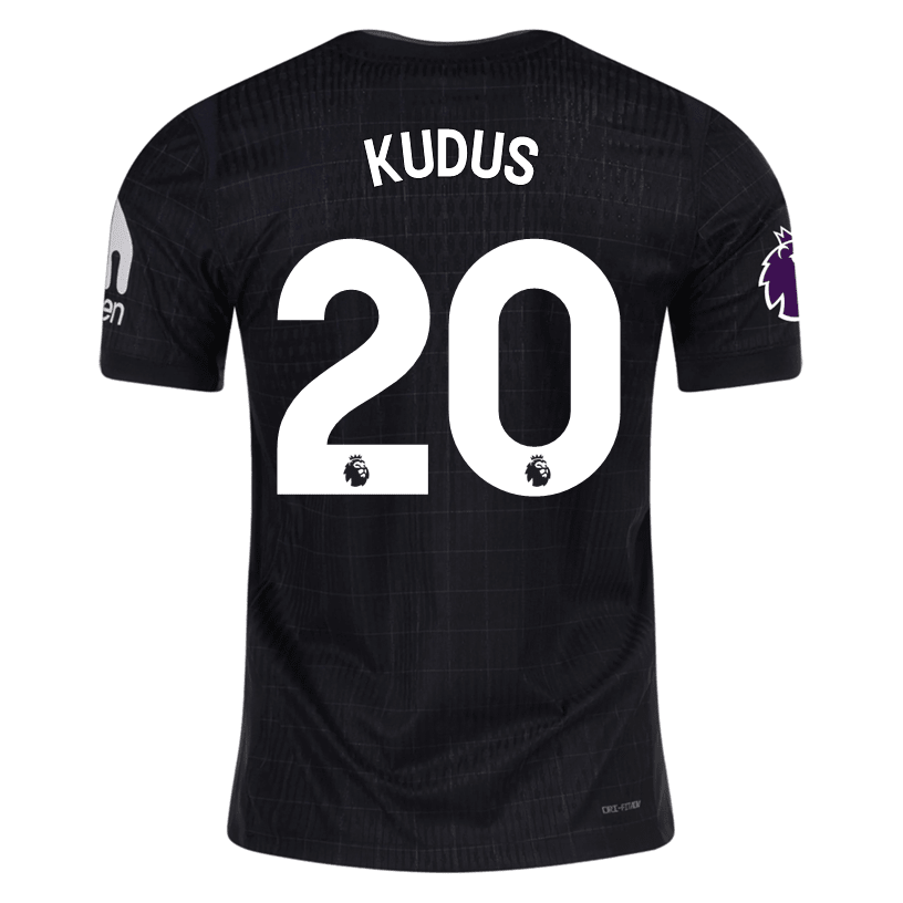 Nike Kudus Tottenham Hotspur Authentic Away Jersey 25/26 w/ EPL Patch (Black/Iron) | SoccerWearhouse