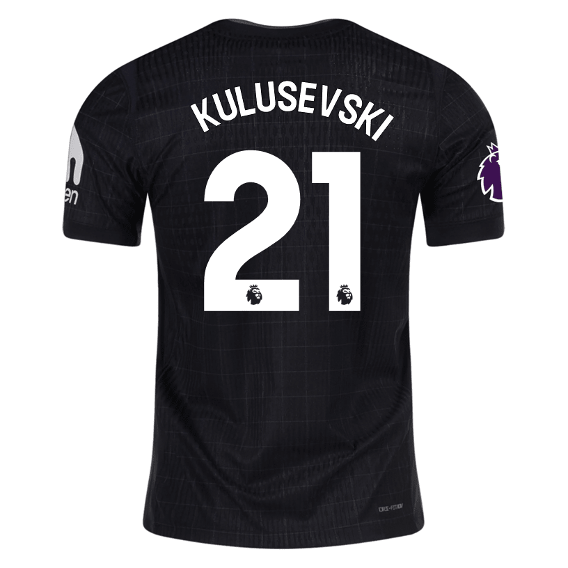 Nike Kulusevski Tottenham Hotspur Authentic Away Jersey 25/26 w/ EPL Patch (Black/Iron) | SoccerWearhouse