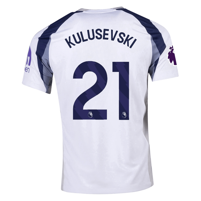 Nike Kulusevski Tottenham Hotspurs Home Jersey w/ EPL + No Room For Racism Patch 25/26 (White/Iron/Binary Blue) | SoccerWearhouse