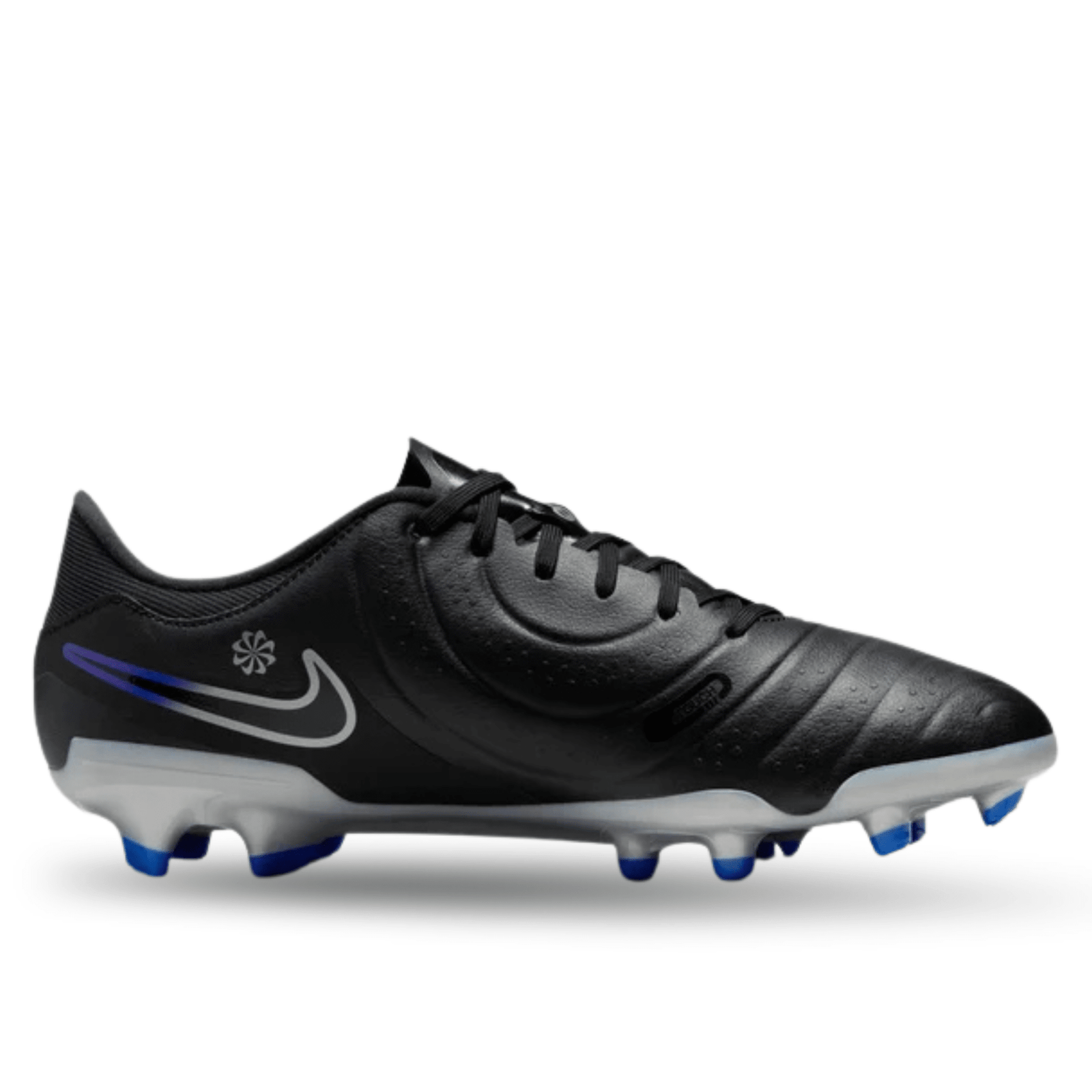Nike Legend 10 Academy FG/MG Soccer Cleats (Black/Chrome - Hyper Royal) | SoccerWearhouse