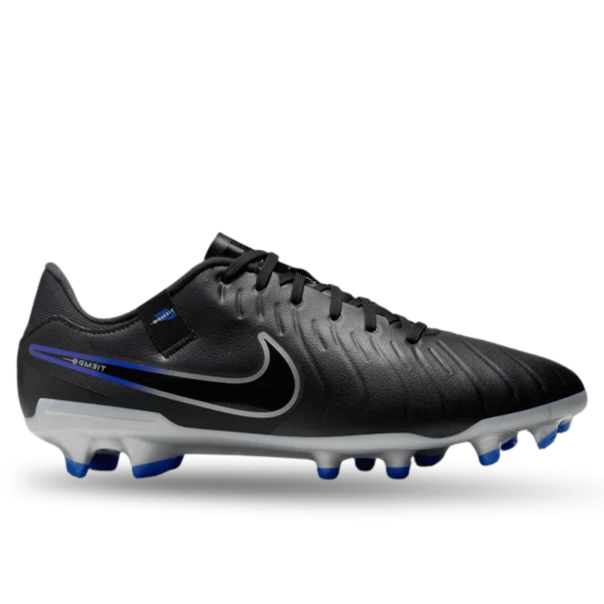 Nike Legend 10 Academy FG/MG Soccer Cleats (Black/Chrome - Hyper Royal) | SoccerWearhouse
