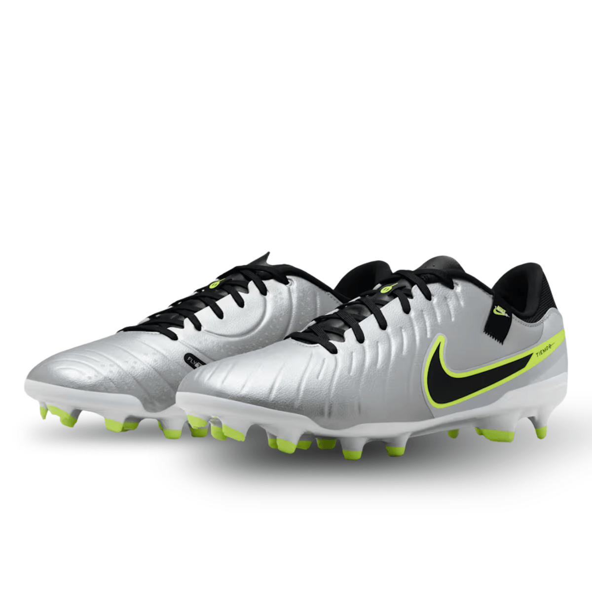 Nike Legend 10 Academy FG/MG Soccer Cleats (Metallic Silver/Black - Volt) | SoccerWearhouse
