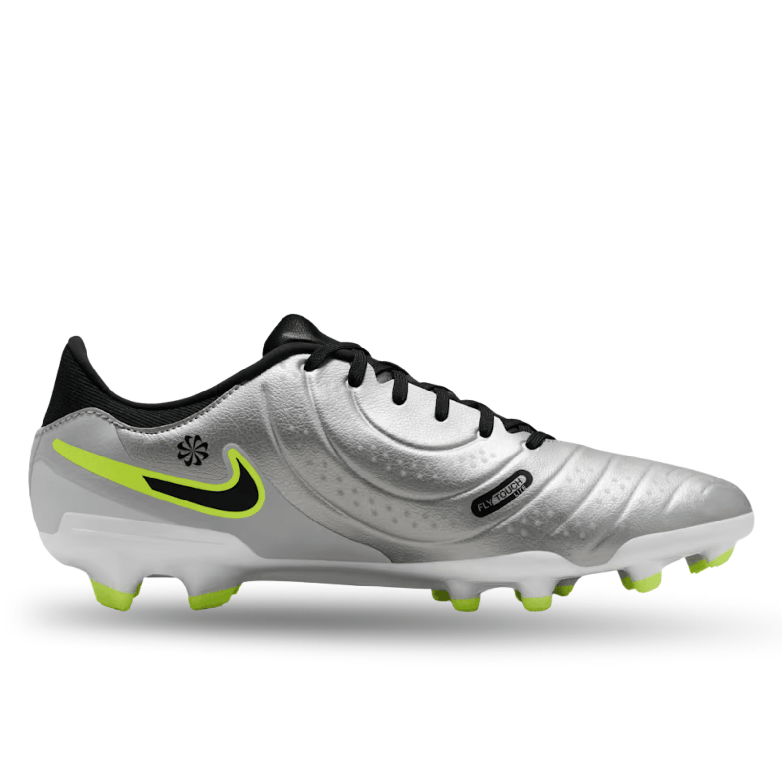 Nike Legend 10 Academy FG/MG Soccer Cleats (Metallic Silver/Black - Volt) | SoccerWearhouse