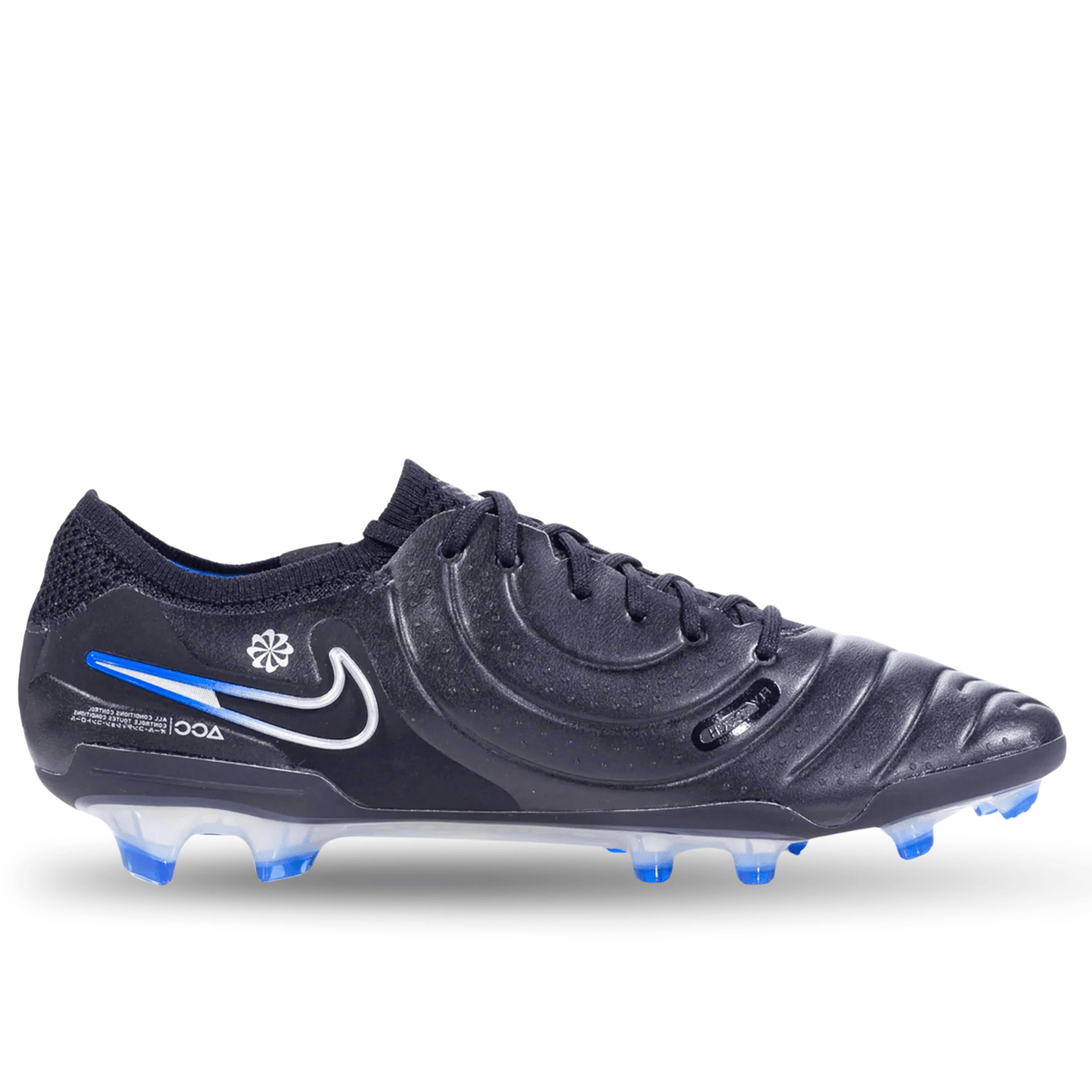 Nike Legend 10 Elite Firm Ground Soccer Cleats (Black/Chrome - Hyper Royal) | SoccerWearhouse