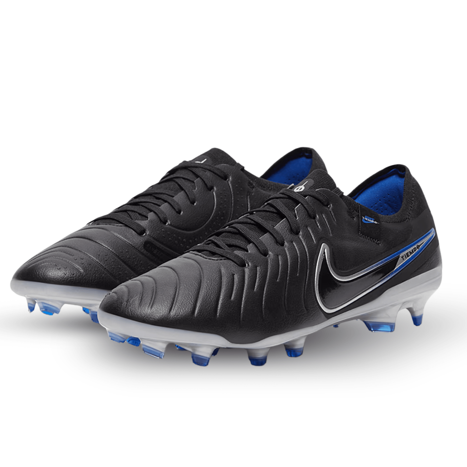 Nike Legend 10 Pro Firm Ground Soccer Cleats (Black/Chrome - Hyper Royal) | SoccerWearhouse