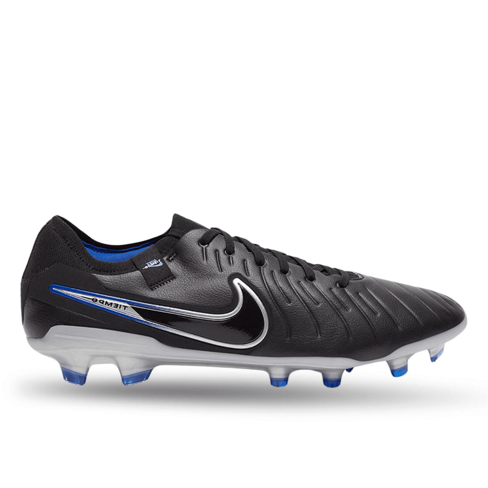 Nike Legend 10 Pro Firm Ground Soccer Cleats (Black/Chrome - Hyper Royal) | SoccerWearhouse