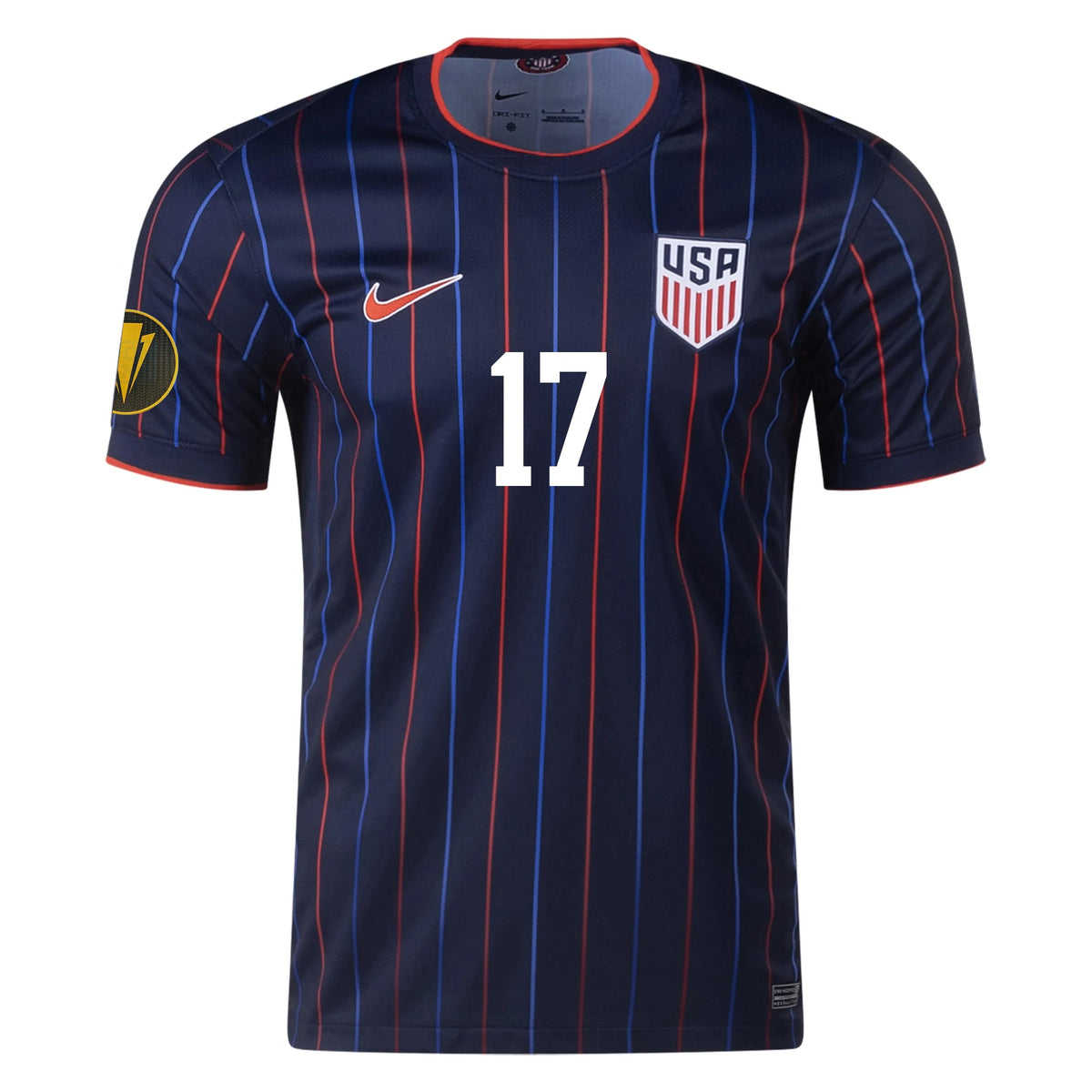 Nike Malik Tillman United States Away Jersey 25/26 w/ Gold Cup Patch 2025 (Obsidian/Challenge Red) | SoccerWearhouse
