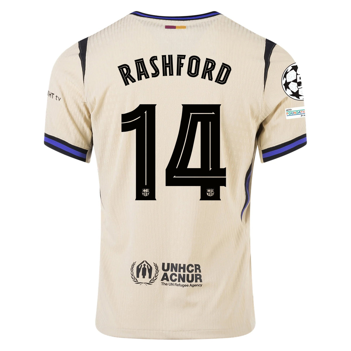 Nike Marcus Rashford Men's FC Barcelona Authentic Away Jersey w/ Champions League Patches (Team Gold/Persian Violet/Black) | SoccerWearhouse