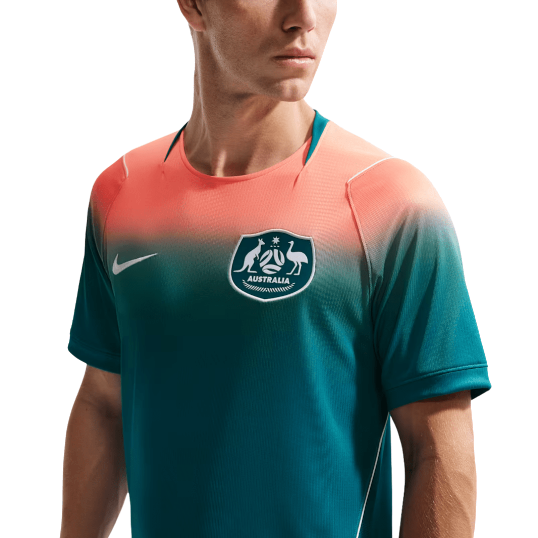 Nike Mens Australia Away Stadium Jersey 2026 (Green/Orange) | SoccerWearhouse