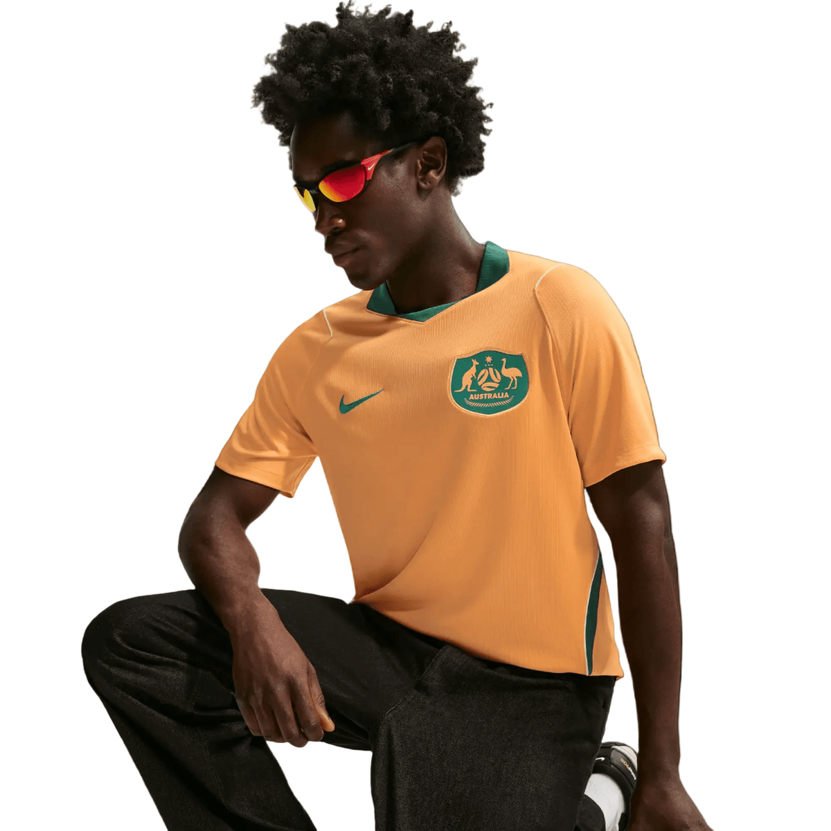 Nike Mens Australia Stadium Home Stadium Jersey 2026 (Gold/Mystic Green) | SoccerWearhouse
