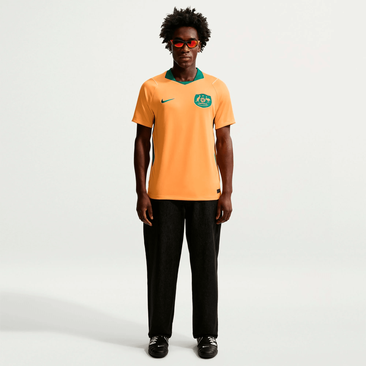 Nike Mens Australia Stadium Home Stadium Jersey 2026 (Gold/Mystic Green) | SoccerWearhouse