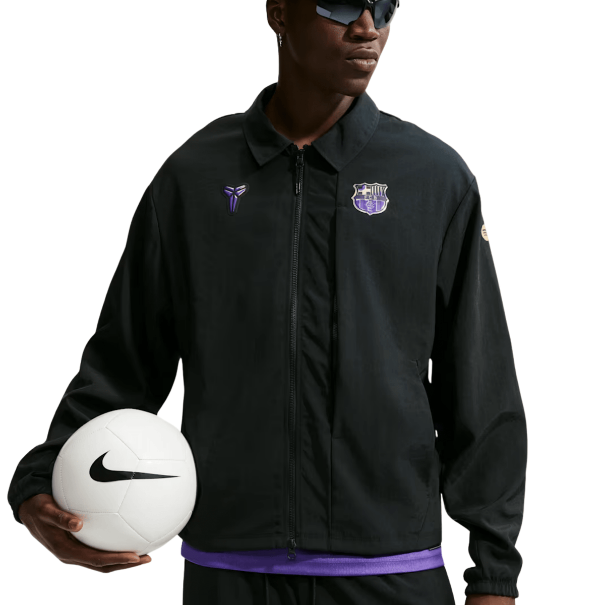 Nike Mens Barcelona Away Kobe Woven Jacket 26/27 (Black/Field Purple) | SoccerWearhouse