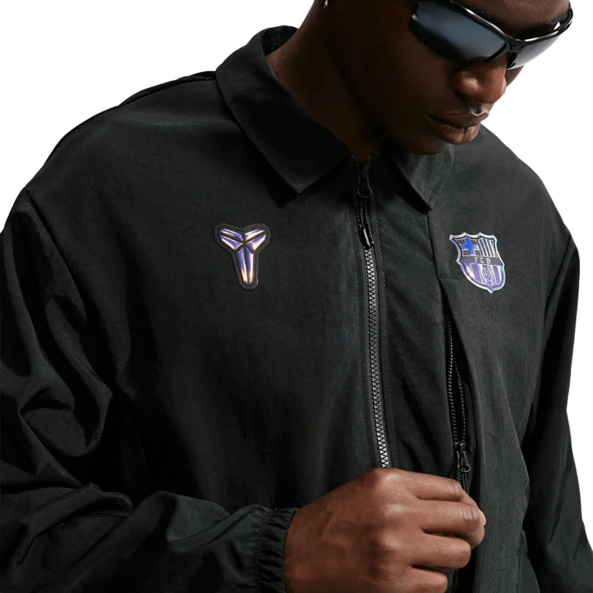 Nike Mens Barcelona Away Kobe Woven Jacket 26/27 (Black/Field Purple) | SoccerWearhouse