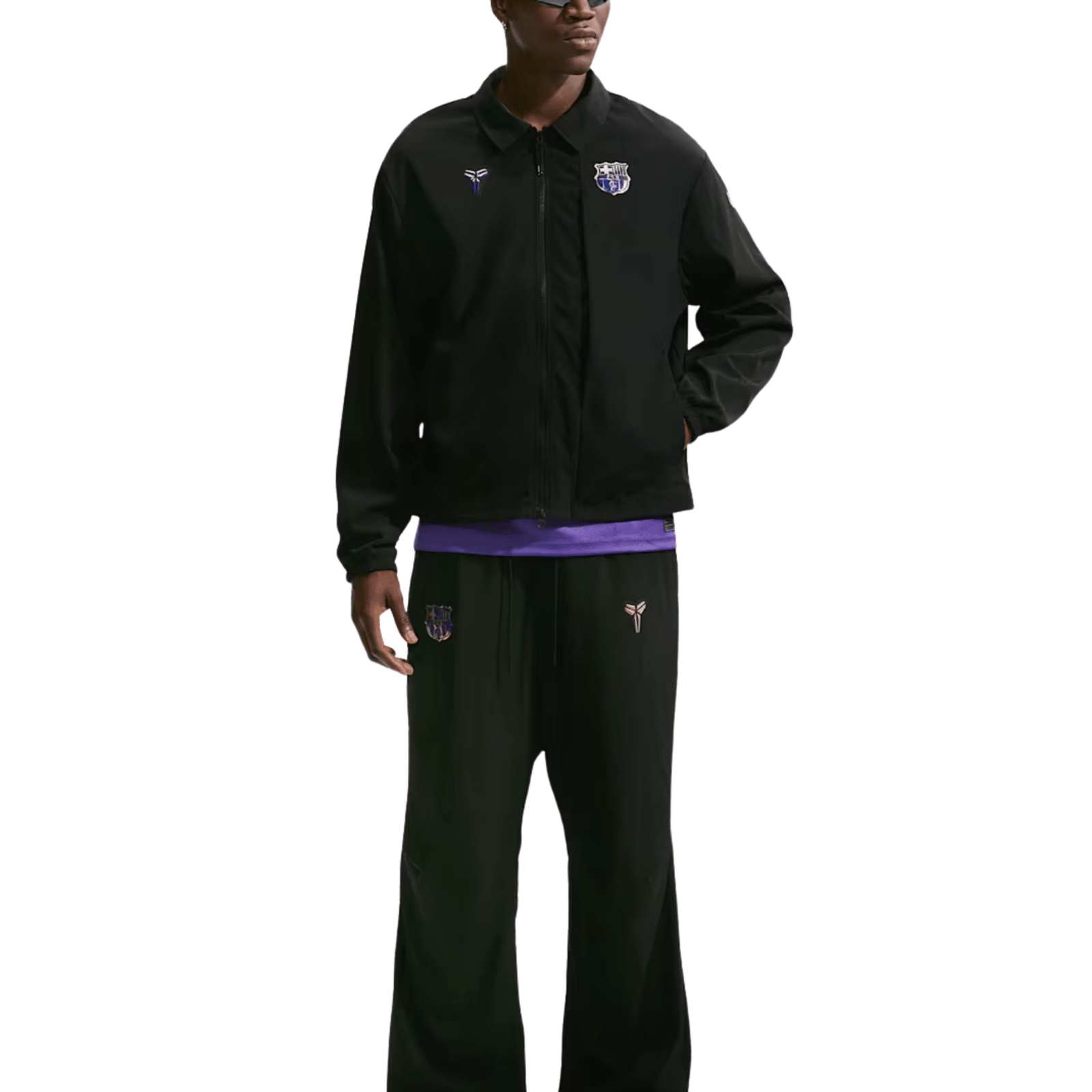 Nike Mens Barcelona Away Kobe Woven Jacket 26/27 (Black/Field Purple) | SoccerWearhouse
