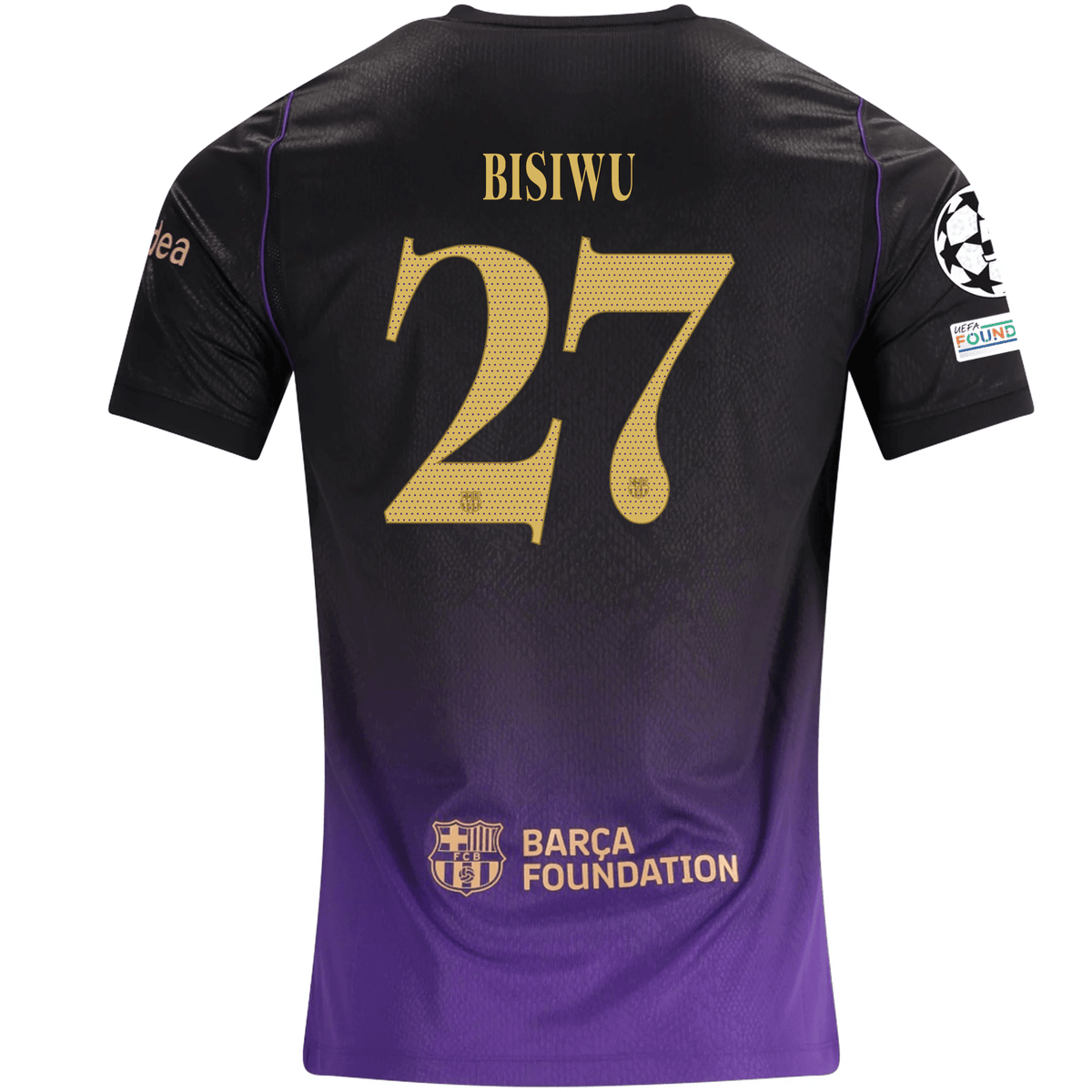 Nike Mens Barcelona Jesse Bisiwu Away Jersey w/ Champions League Patches 26/27 (Purple/Metallic Gold) | SoccerWearhouse