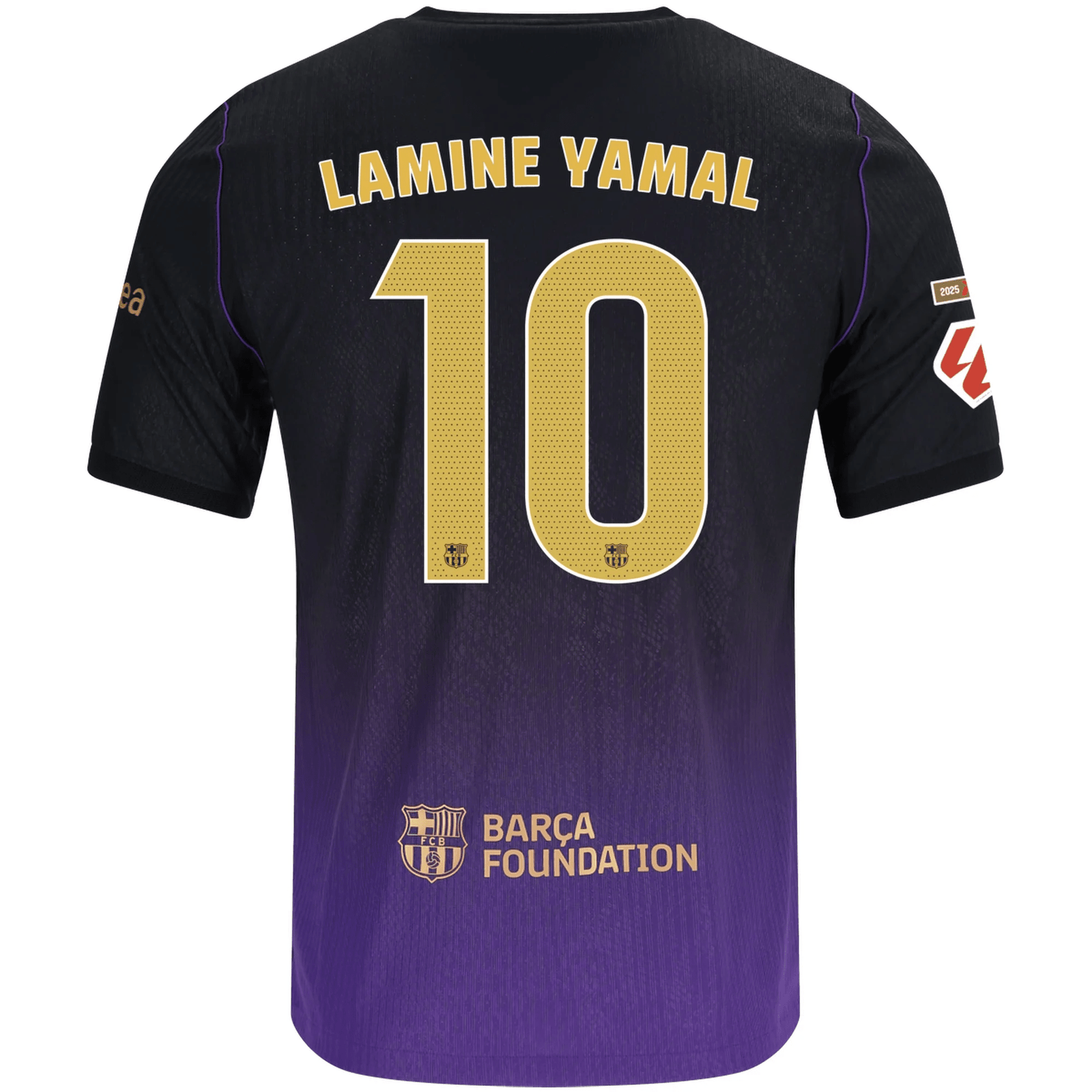 Nike Mens Barcelona Lamine Yamal Match Authentic Away Jersey w/ La Liga Champion Patches 26/27 (Purple/Metallic Gold) (Copy) | SoccerWearhouse
