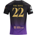 Nike Mens Barcelona Marc Bernal Away Jersey w/ Champions League Patches 26/27 (Purple/Metallic Gold)