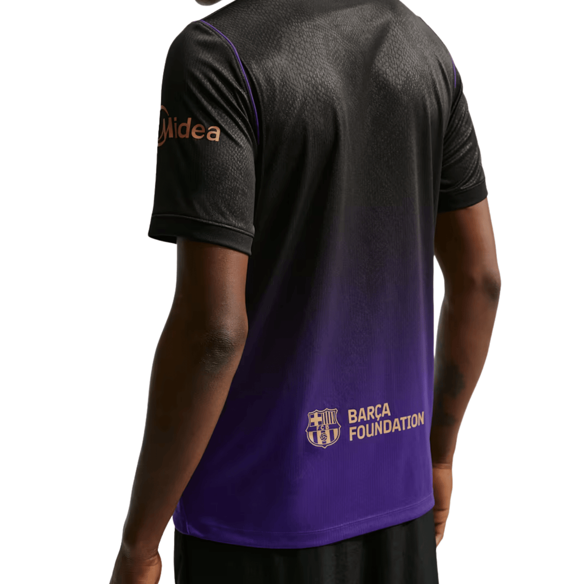 Nike Mens Barcelona Rodrigo Away Jersey w/ La Liga Patches 26/27 (Purple/Metallic Gold) | SoccerWearhouse