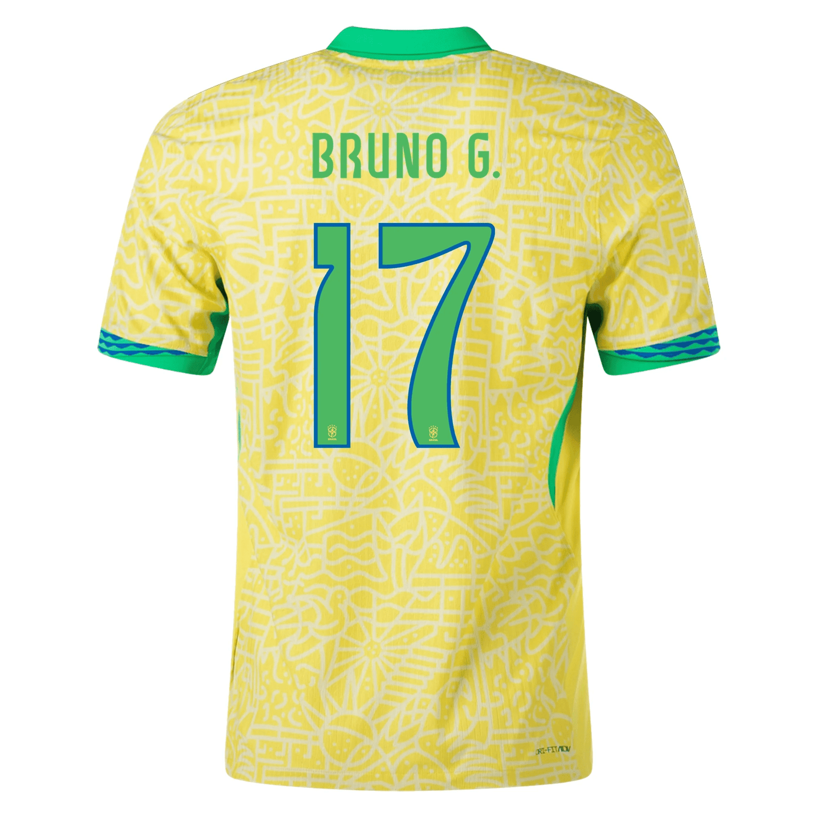 Nike Mens Brazil Bruno Guimarães Home Jersey 24/25 (Dynamic Yellow/Lemon Chiffon/Green Spark) | SoccerWearhouse