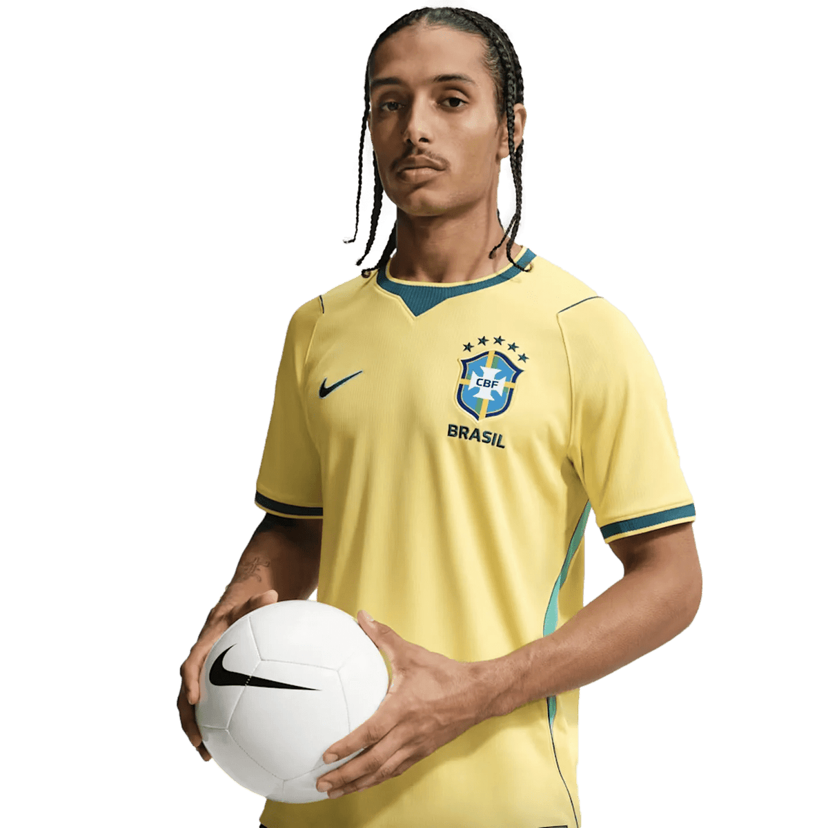 Nike Men's Brazil Home Stadium Jersey 2026 (Canary/Teal) | SoccerWearhouse
