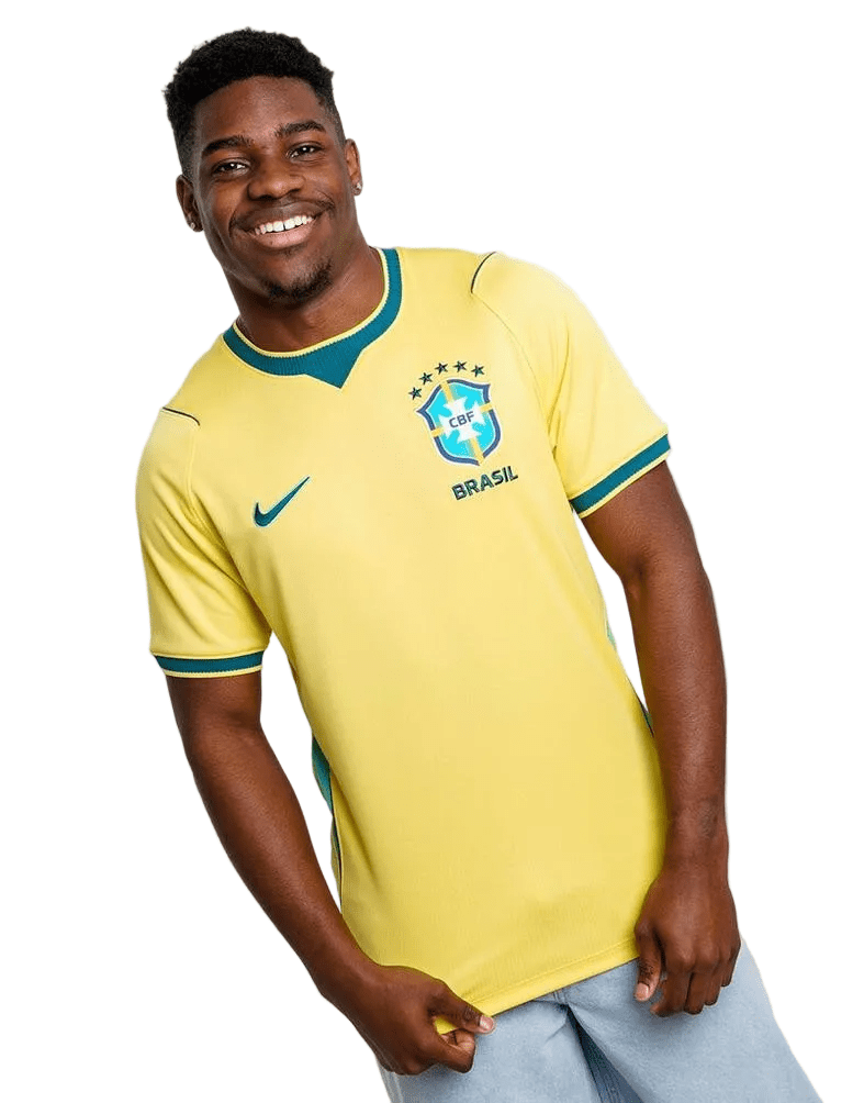 Nike Men's Brazil Home Stadium Jersey 2026 (Canary/Teal) | SoccerWearhouse