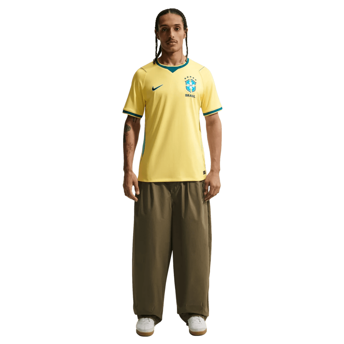 Nike Men's Brazil Home Stadium Jersey 2026 (Canary/Teal) | SoccerWearhouse