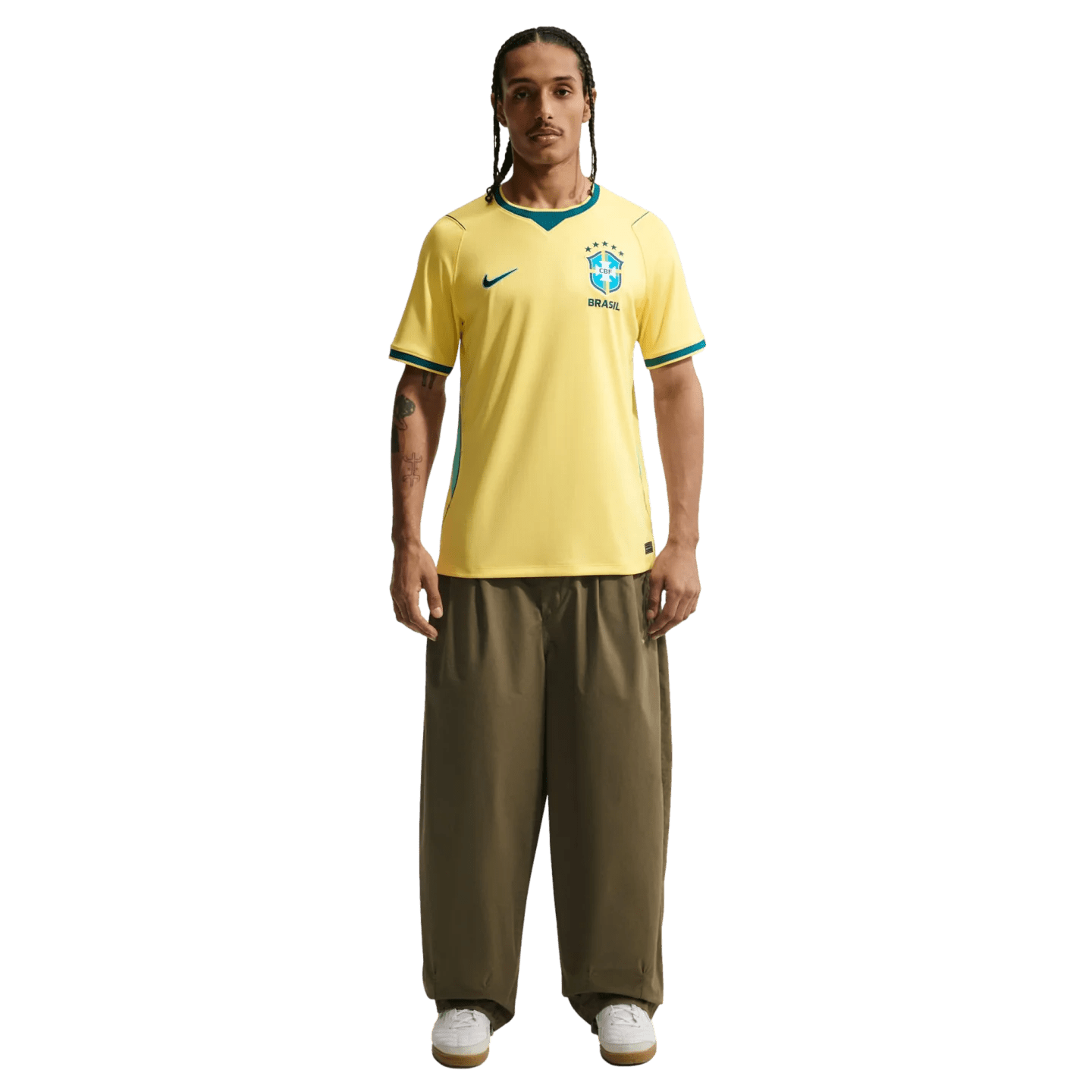 Nike Men's Brazil Home Stadium Jersey 2026 (Canary/Teal) | SoccerWearhouse