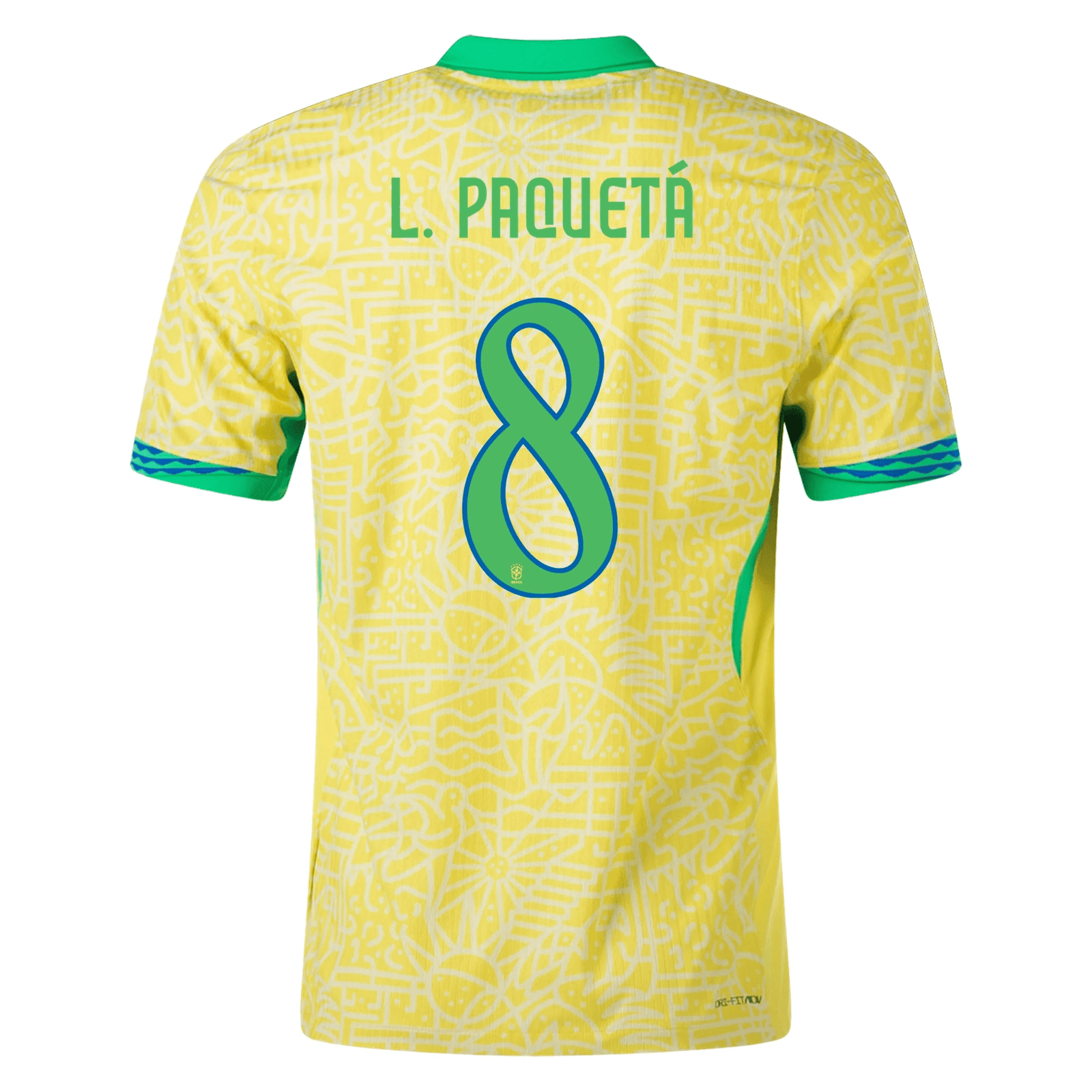 Nike Mens Brazil Lucas Paquetá Home Jersey 24/25 (Dynamic Yellow/Lemon Chiffon/Green Spark) | SoccerWearhouse