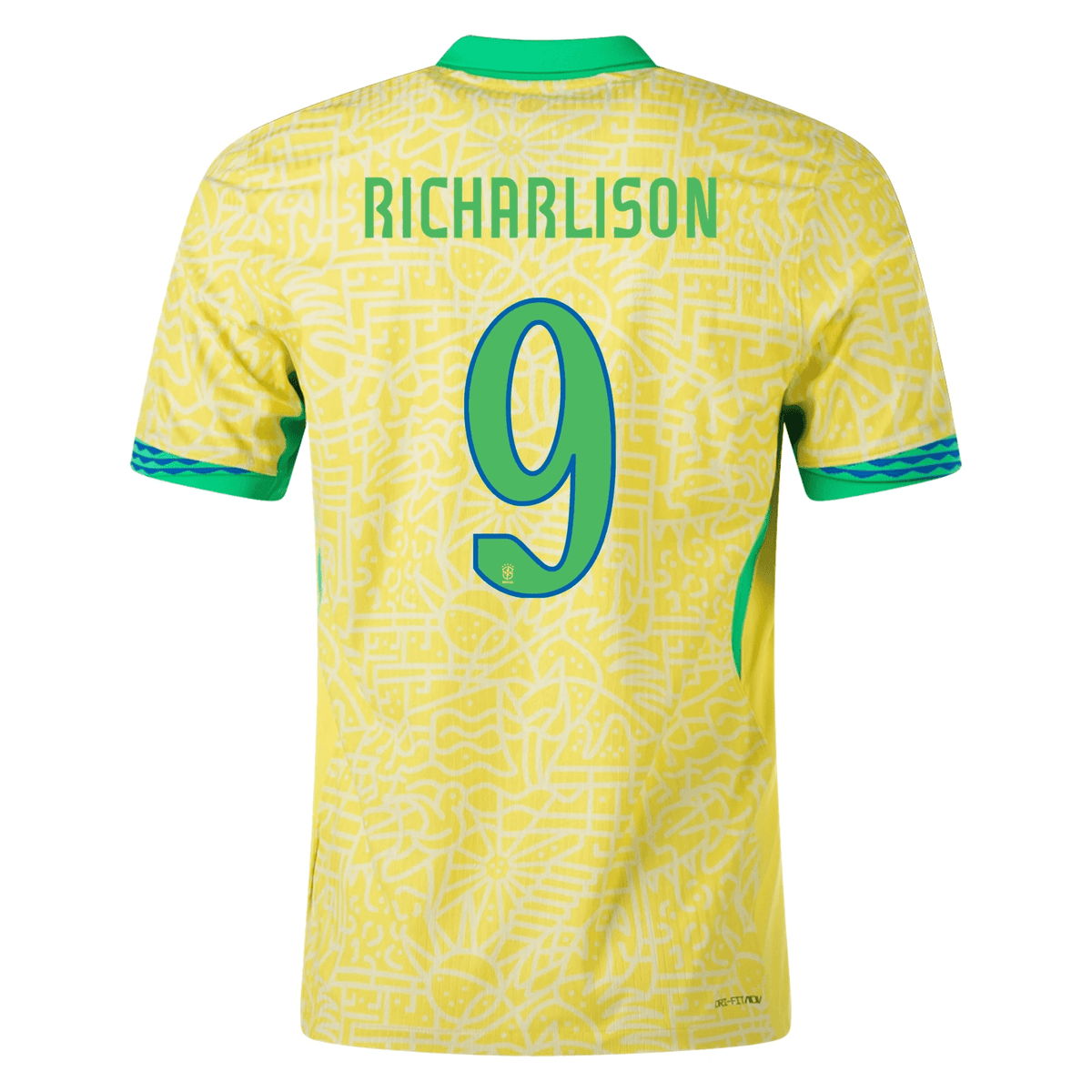 Nike Mens Brazil Richarlison Home Jersey 24/25 (Dynamic Yellow/Lemon Chiffon/Green Spark) | SoccerWearhouse
