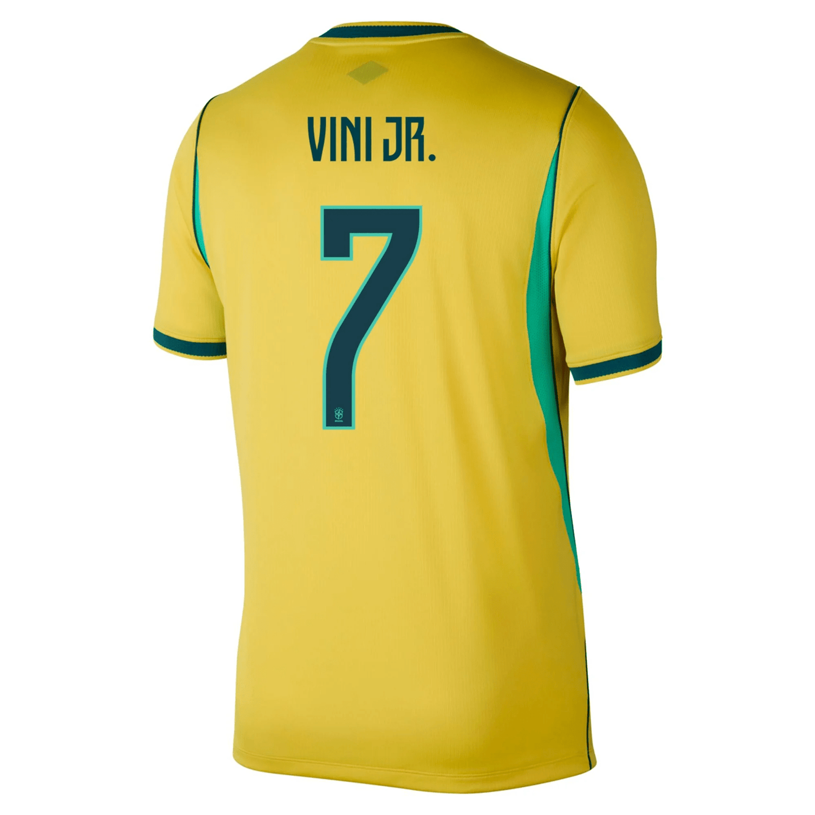 Nike Men's Brazil Vini Jr. Home Stadium Jersey 2026 (Canary/Teal) | SoccerWearhouse