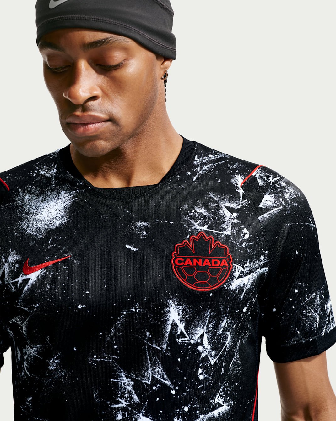 Nike Mens Canada Alfonso Davies Away Stadium Jersey 2026 (Black/Red) | SoccerWearhouse