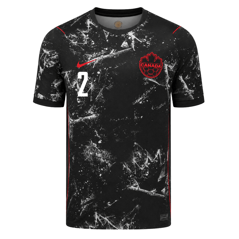 Nike Mens Canada Johnston Away Stadium Jersey 2026 (Black/Red) | SoccerWearhouse