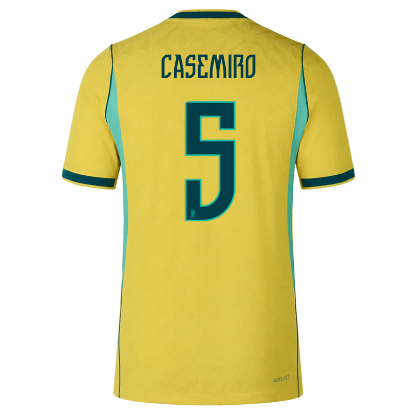 Nike Men's Casemiro Match Authentic Home Jersey 2026 (Yellow/Teal) | SoccerWearhouse