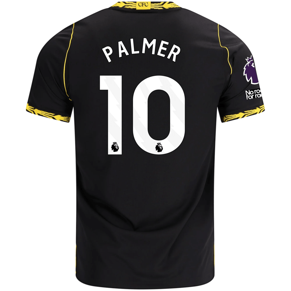 Nike Mens Chelsea Cole Palmer Away Jersey w/ EPL + No Room For Racism Patches 26/27 (Black/Midwest Gold) | SoccerWearhouse