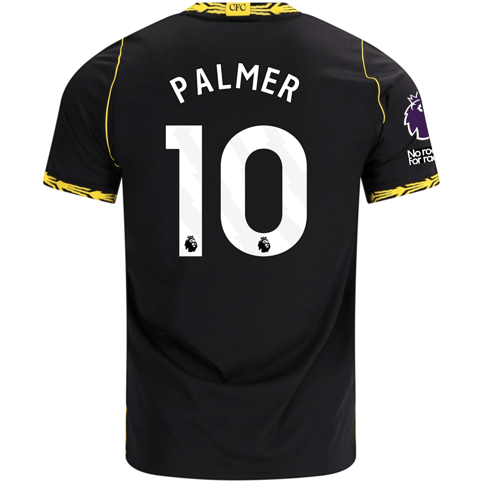 Nike Mens Chelsea Cole Palmer Away Jersey w/ EPL + No Room For Racism Patches 26/27 (Black/Midwest Gold) | SoccerWearhouse