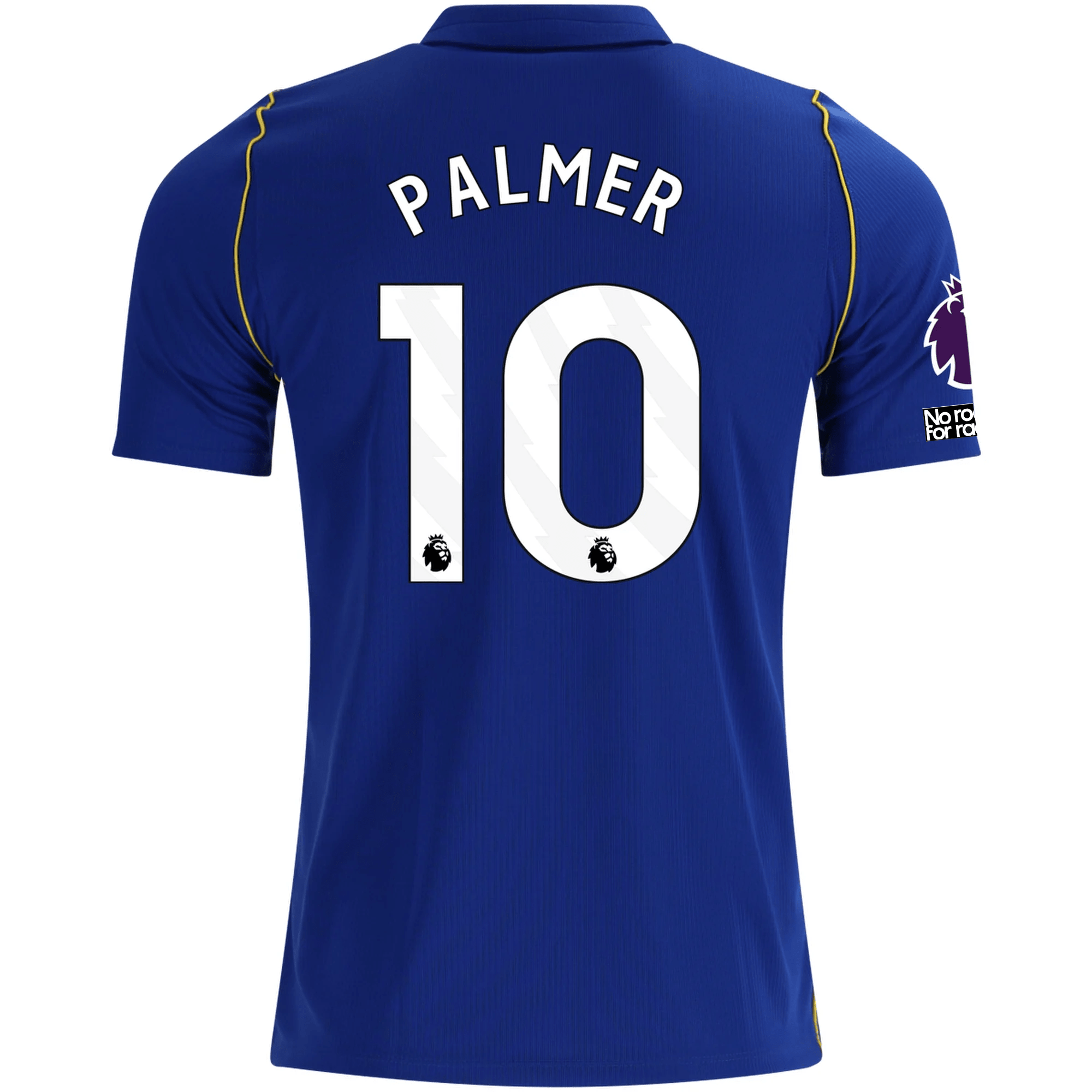 Nike Mens Chelsea FC Cole Palmer Home Jersey w/ EPL + No Room For Racism + Club World Cup Champion Patches 26/27 (Bright Royal/Gold)