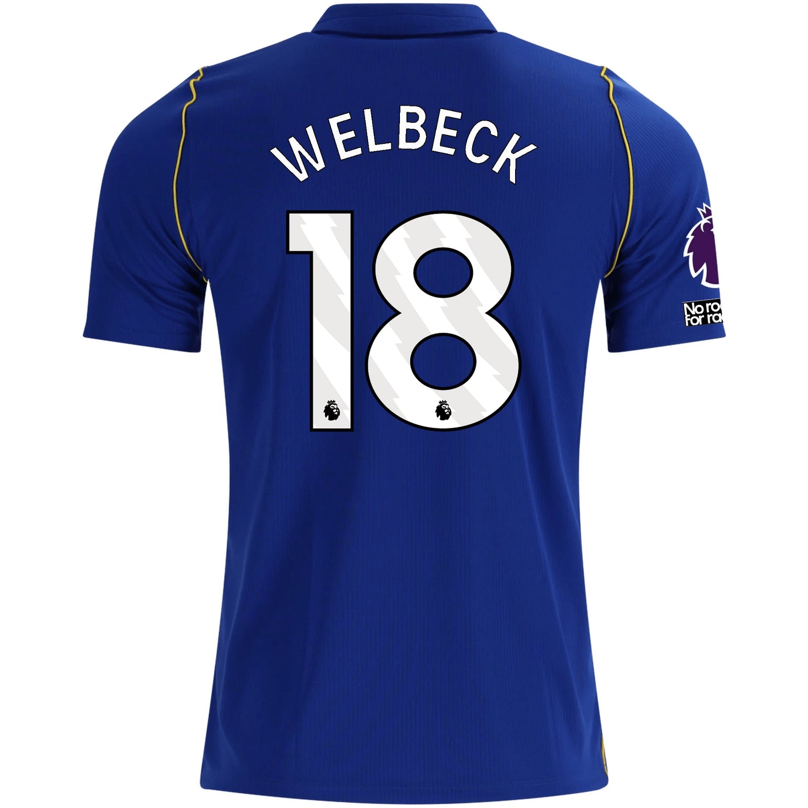 Nike Mens Chelsea FC Danny Welbeck Home Jersey w/ EPL + No Room For Racism + Club World Cup Champion Patches 26/27 (Bright Royal/Gold) | SoccerWearhouse